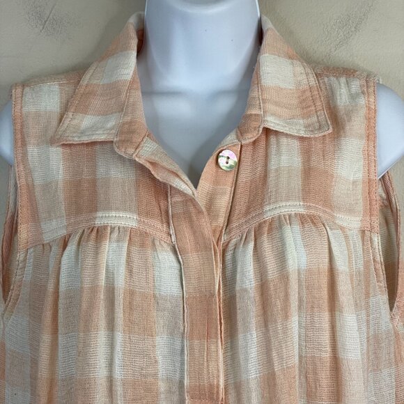 Free People Country Gingham Check Western Top Size S Sleeveless Cowgirl Farm - Picture 11 of 11